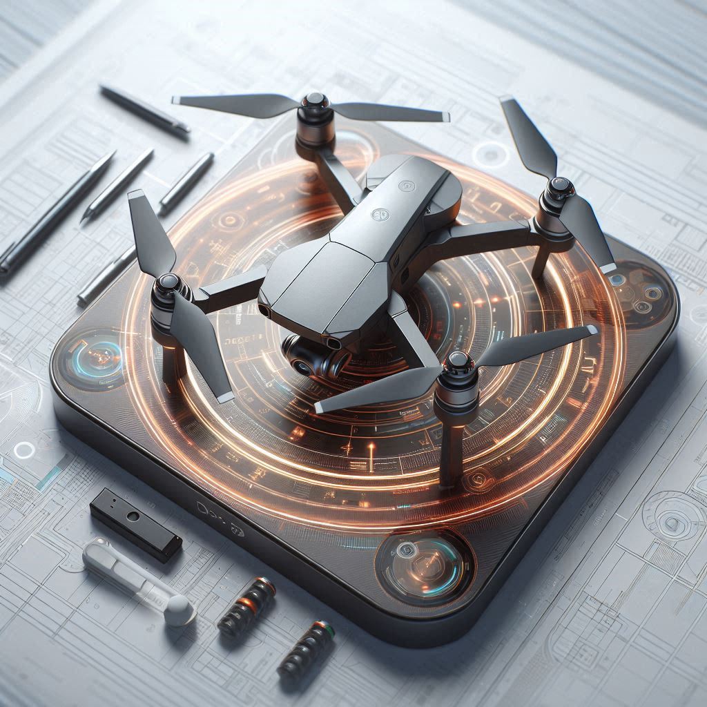 Drone concept on a smart charging pad